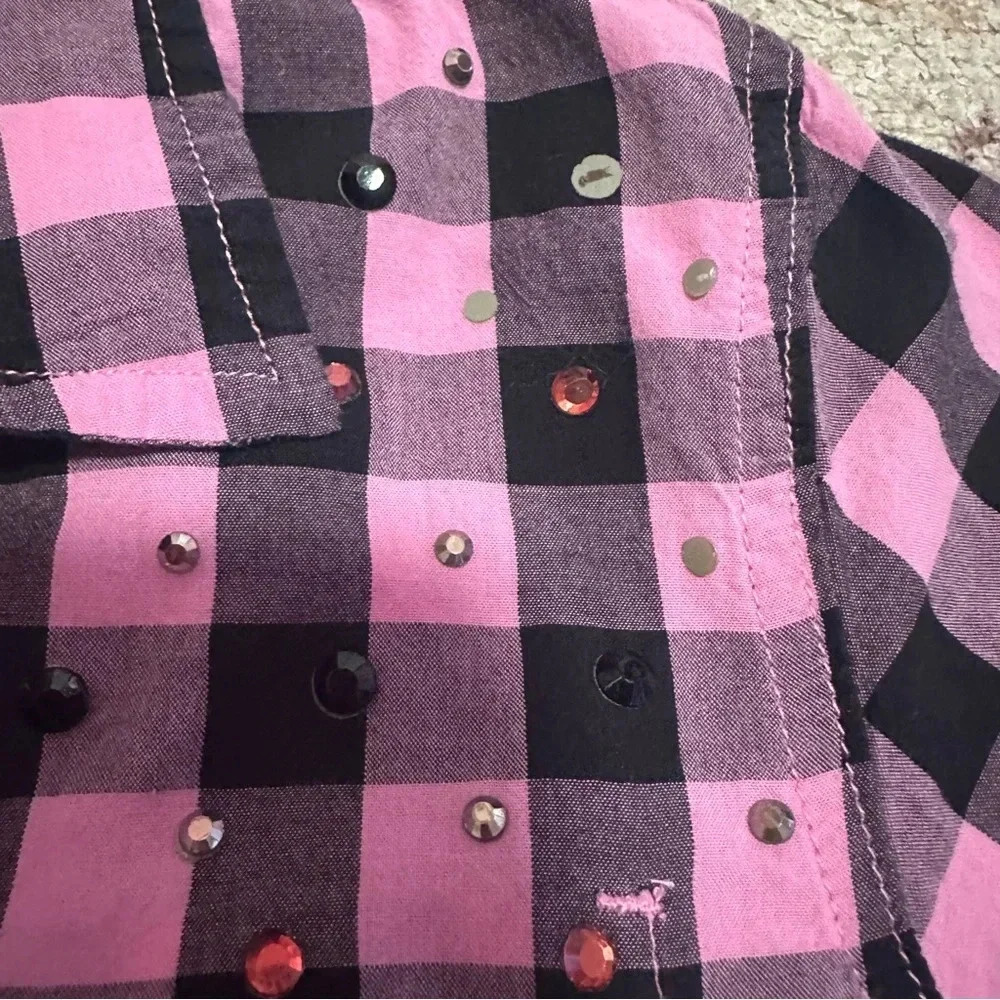 Y2K Victoria’s Secret Pink & black plaid babydoll shirt dress ruffled hem size M - Picture 11 of 12